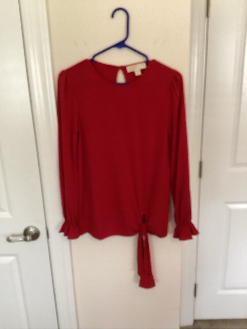 MICHAEL Michael Kors Red Long-Sleeve Tie-Front Blouse